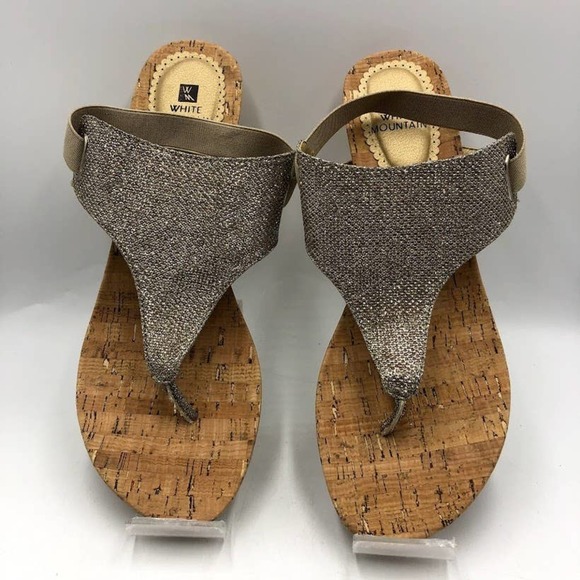 White Mountain Women's Gold Wedge Sandals - Picture 5 of 15